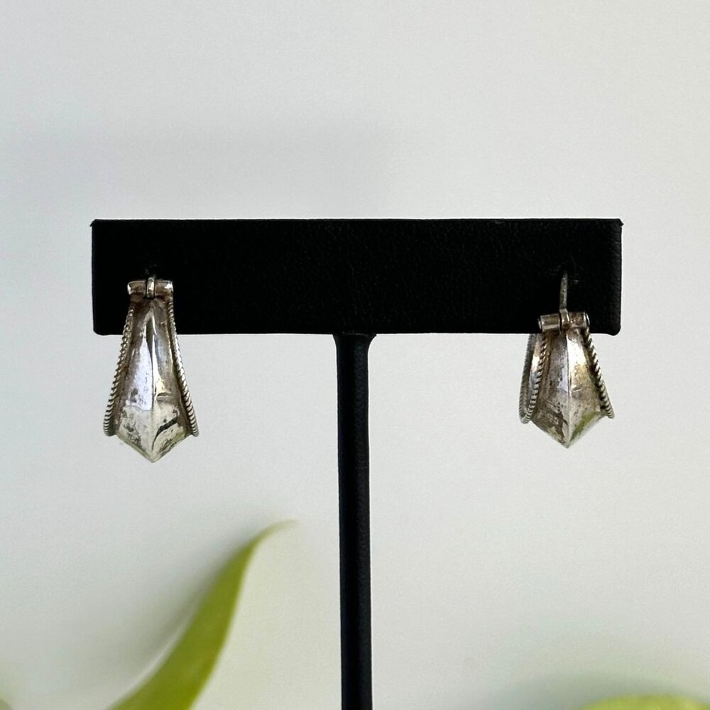 Vintage Sterling Silver Hoop Earrings with Rope Detail 3/4"